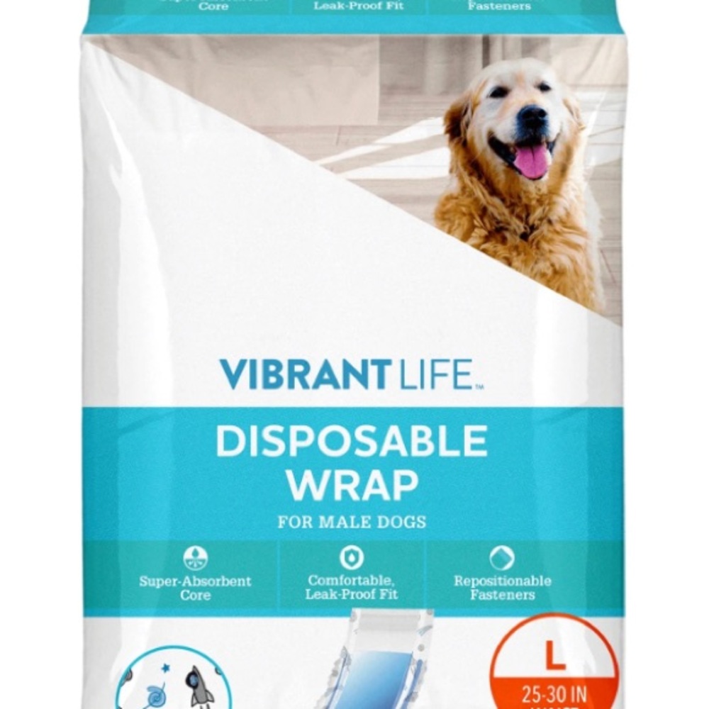 Vibrant Disposable Wrap for Male Dogs Large All Ages